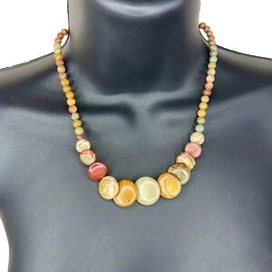 Beaded Earth Toned Necklace 18” Necklace Brown Beige Western Boho Southwestern